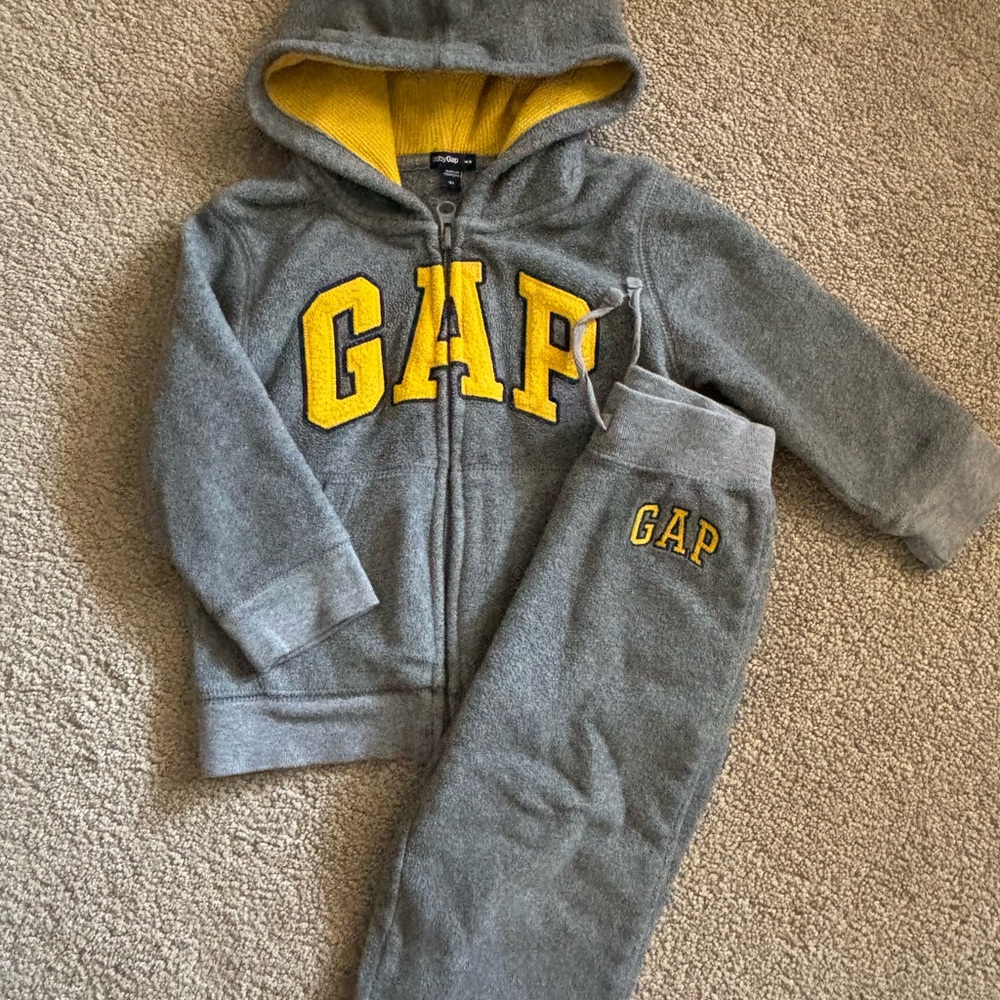 GAP Kids Gray Sweatpants with Yellow Logo